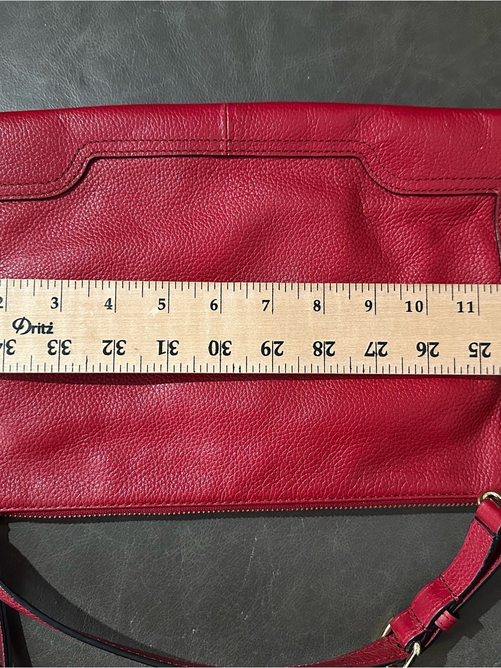 Banana Republic Red Leather Crossbody Convertible Bag Tassel Gold Statement Bag - Picture 15 of 16